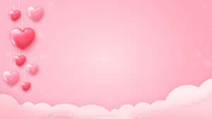 Hanging Hearts Pink Background Wallpaper