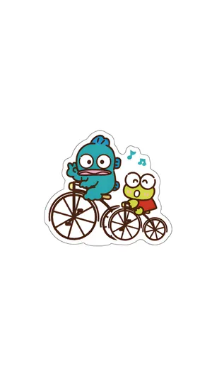 Hangyodon And Keroppi Cycling Wallpaper