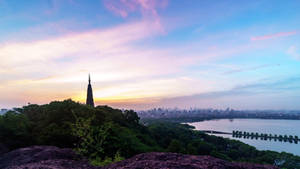 Hangzhou Mountain Baoshi At Sunrise Wallpaper