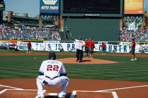 Hank Aaron Ceremonial First Pitch Wallpaper