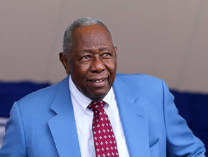 Hank Aaron Wearing Blue Suit Wallpaper