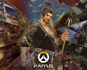 Hanzo Of Overwatch Standing And Aiming With Bow Wallpaper