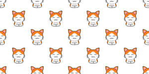 Happy And Cute Cat Pattern Wallpaper