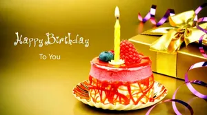 Happy Birthday Greeting Strawberry Cake Wallpaper