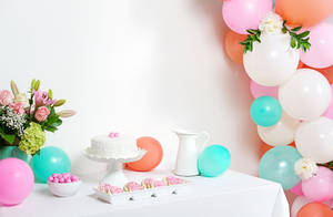 Happy Birthday Party Flowers Decor Wallpaper