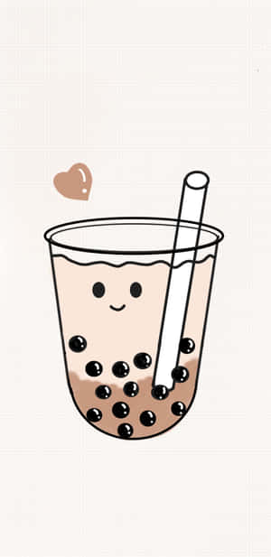 Happy Boba Tea Cartoon Wallpaper