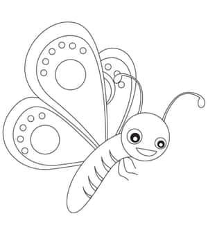 Happy Butterfly Coloring Page Wallpaper