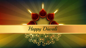 Happy Diwali Golden Banner Wallpaper