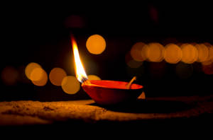 Happy Diwali Light On Red Bowl Wallpaper