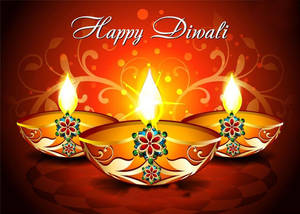 Happy Diwali Luxurious Oil Lamps Wallpaper