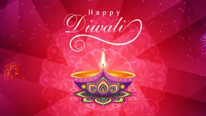 Happy Diwali Ornate Oil Lamp Wallpaper