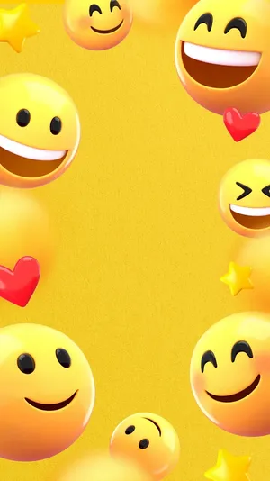 Happy Emoji Collage Yellow Background Wallpaper