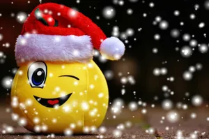 Happy Emoji Santa Hat Wallpaper