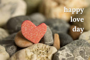 Happy Love Day Sparkling Hearton Stones Wallpaper