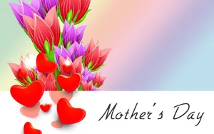 Happy Mothers Day Card Flowers And Hearts Hd Wallpaper