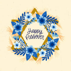 Happy Passover Floral Wreath Wallpaper