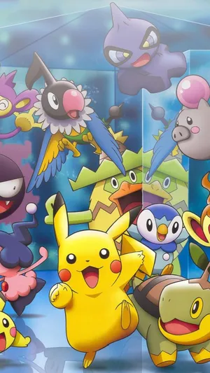 Happy Pikachu And Friends Pokemon Iphone Wallpaper