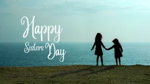 Happy Sisters Day Celebration Silhouette Wallpaper