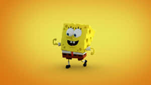 Happy Sponge Character Yellow Background Wallpaper