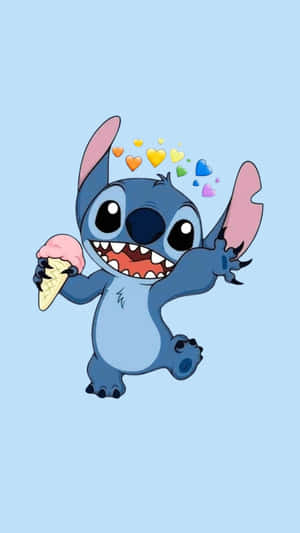 Happy Stitch With Ice Cream Wallpaper