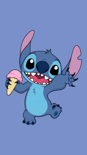 Happy Stitch With Ice Cream Wallpaper