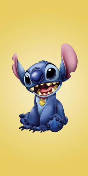 Happy Stitch Yellow Background Wallpaper