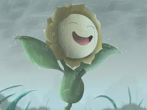 Happy Sunflora Under Rain Wallpaper