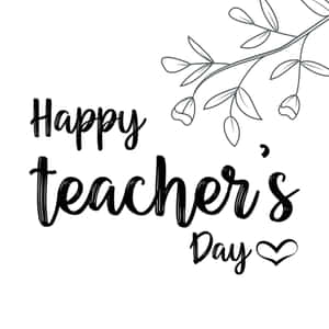 Happy Teachers Day Black And White Floral Greeting Wallpaper