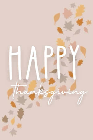 Happy Thanksgiving Fall Leaves Graphic Wallpaper