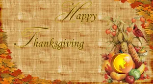 Happy Thanksgiving Greeting On Brown Parchment Wallpaper