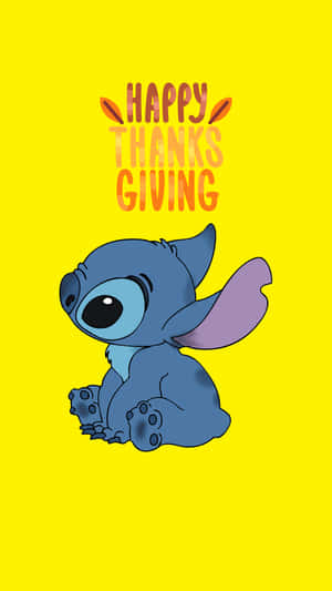 Happy Thanksgiving Stitch Yellow Background Wallpaper