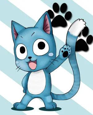 Happy, The Cheerful Blue Cat From Fairy Tail Wallpaper