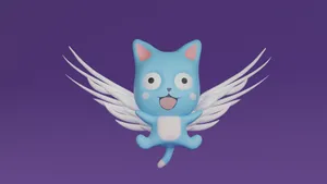 Happy The Flying Blue Cat From Fairy Tail Wallpaper
