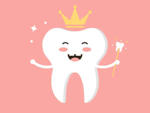 Happy Tooth Cartoonwith Crownand Wand Wallpaper