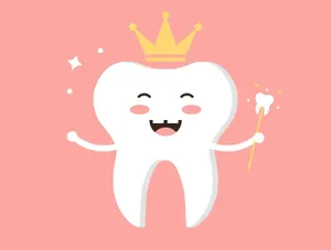 Happy Tooth Cartoonwith Crownand Wand Wallpaper