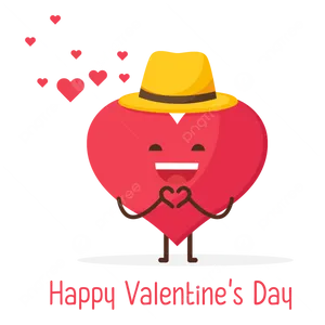 Happy Valentine's Day - Cartoon Heart With Hat And Heart Wallpaper