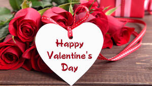 Happy Valentine’s Day Roses And Greeting Card Wallpaper