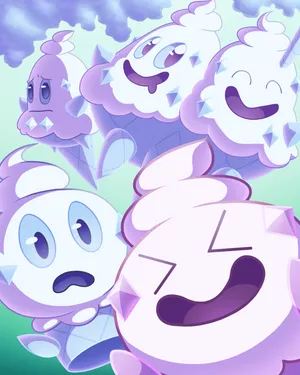 Happy Vanillite Vanillish And Vanilluxe Wallpaper