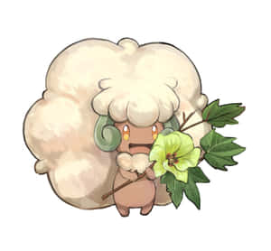 Happy Whimsicott Holding Green Flower Wallpaper