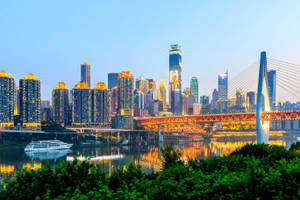 Harbin City Bridge And Skyscrapers Wallpaper