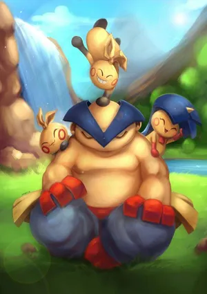 Hariyama Meditating Near River Wallpaper