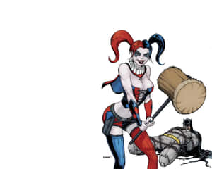 Harley Quinn And Batman Face Off In Stunning Artwork Wallpaper