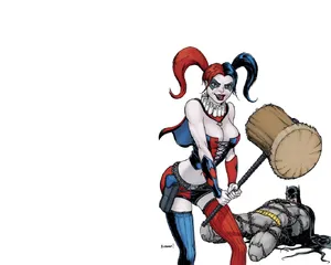 Harley Quinn And Batman Face Off In Stunning Artwork Wallpaper