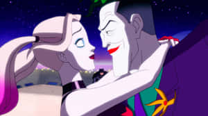 Harley Quinn And Joker Cartoon Illustration Wallpaper