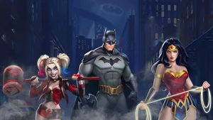 Harley Quinn Batman Wonder Woman Cityscape Wallpaper