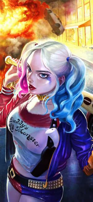 Harley Quinn Chaotic Escape Artwork Wallpaper