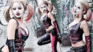Harley Quinn Cosplay Triptych Wallpaper