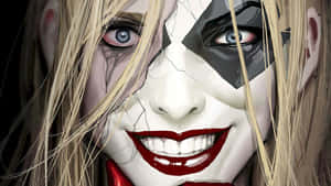 Harley Quinn Face Closeup Artwork Wallpaper