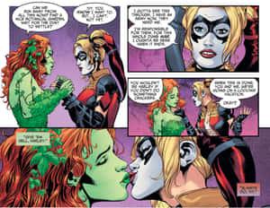 Harley Quinn Poison Ivy Comic Panel Wallpaper