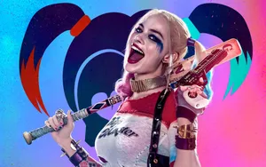 Harley Quinn Suicide Squad Bat Over Shoulder Wallpaper